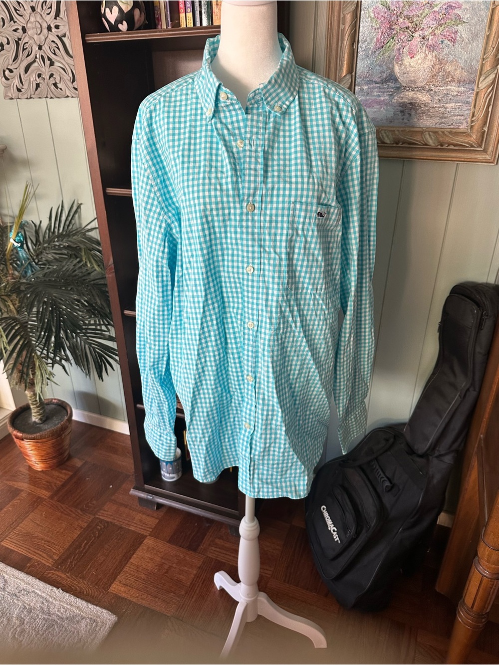 Vineyard Vines Turquoise Gingham Button-Down Shirt